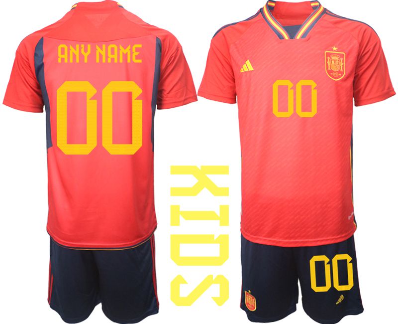 Youth 2022 World Cup National Team Spain home red customized Soccer Jersey